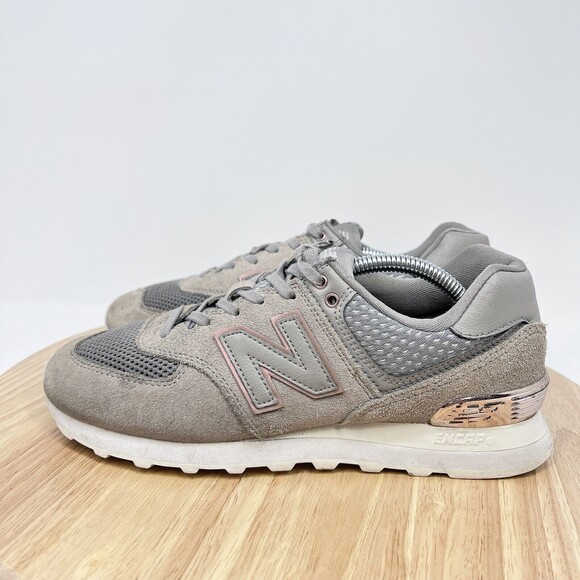 New Balance 574 Gray Pink Dust Shoes Running Womens Size 7.5 WL574FSC - Picture 5 of 9